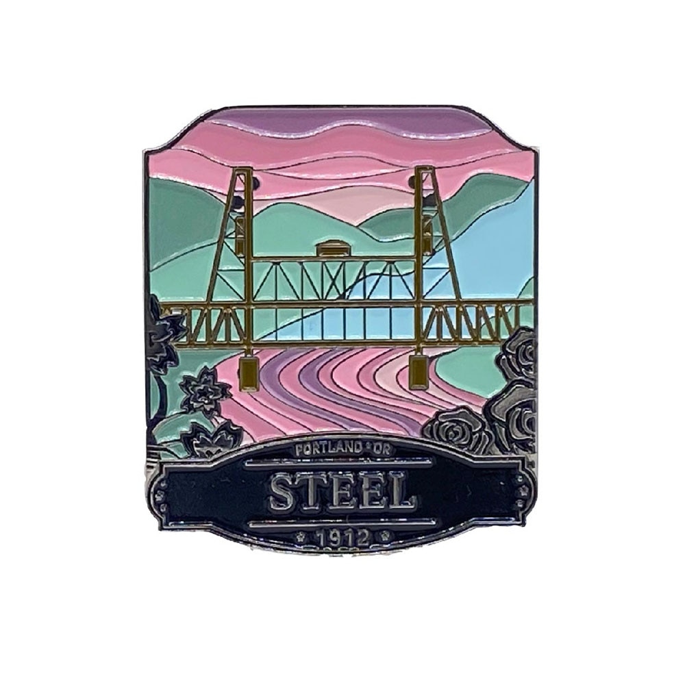 Landmarks Unlimited, Pink, Enamel Pin, Accessories, Women, Steel Bridge, 567825